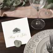 Elegant Tree Sketch Wedding Cocktail Napkin スタンダードカクテルナプキン