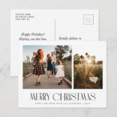 Elegant trendy family photo christmas card ポストカード (正面/裏面)