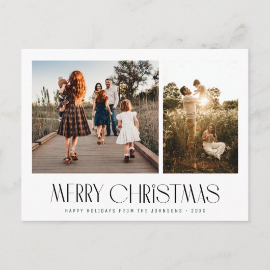 Elegant trendy family photo christmas card ポストカード (正面)