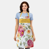 Elegant  Trendy Floral Grace Grandma Typography  エプロン (着用した状態)