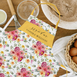 Elegant  Trendy Floral Grace Grandma Typography  エプロン