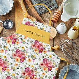 Elegant  Trendy Floral Grace Typography  エプロン