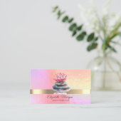 Elegant Trendy Holographic,Gold,Lotus,Zen Stones  名刺 (スタンド正面)