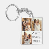 Elegant & Trendy Script and Custom Family Photos キーホルダー (正面左)