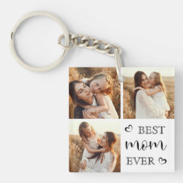 Elegant & Trendy Script and Custom Family Photos キーホルダー