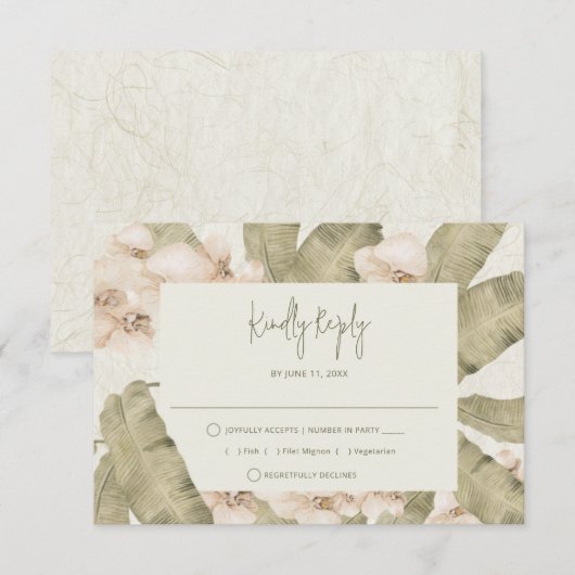 Elegant Tropical Beach Wedding  出欠カード (正面/裏面)