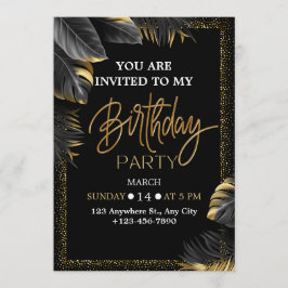 Elegant Tropical Birthday Party Invitation 招待状