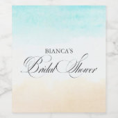 Elegant Tropical Coastal Bridal Shower ワインラベル (シングルラベル)