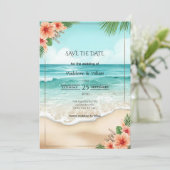Elegant Tropical Coastal Hawaiian Beach Wedding セーブザデート (スタンド正面)