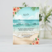Elegant Tropical Coastal Hawaiian Beach Wedding 出欠カード (スタンド正面)