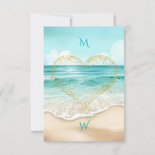 Elegant Tropical Coastal Hawaiian Beach Wedding 出欠カード (裏面)