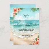 Elegant Tropical Coastal Hawaiian Beach Wedding 出欠カード (正面/裏面)