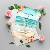 Elegant Tropical Coastal Hawaiian Beach Wedding 招待状