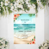 Elegant Tropical Coastal Hawaiian Beach Wedding 招待状
