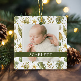 Elegant Tropical Double Sided 2 Photo セラミックオーナメント