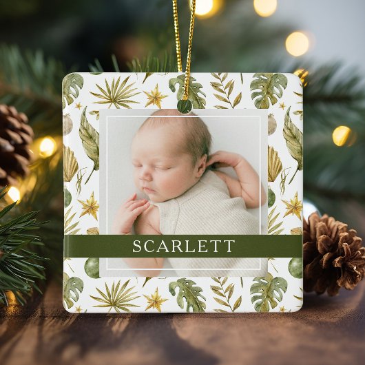 Elegant Tropical Double Sided 2 Photo セラミックオーナメント