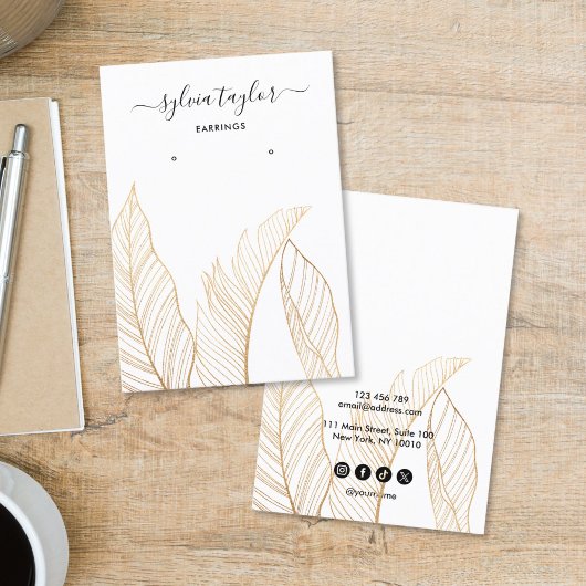 Elegant Tropical Earring Frame Display Add Logo 名刺