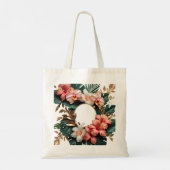 Elegant Tropical Floral Monogram Canvas Tote Bag トートバッグ (裏面)