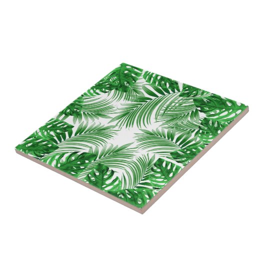 elegant Tropical green palm leaf pattern タイル (側面)