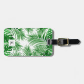 elegant Tropical green palm leaf pattern ラゲッジタグ (正面横)