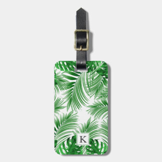 elegant Tropical green palm leaf pattern ラゲッジタグ