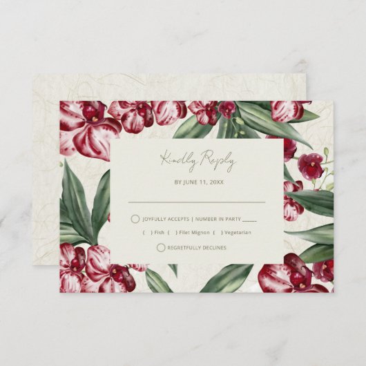 Elegant Tropical Island Beach Wedding RSVP (正面/裏面)