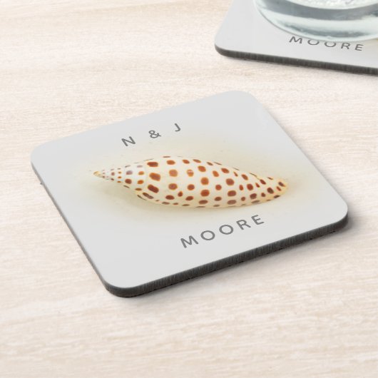 Elegant Tropical Junonia Florida Beach Shell Name コースター (左側)