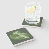 Elegant Tropical Leaf Coaster – Rare Plant Art ストーンコースター (横)