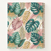 Elegant Tropical Monsteras Boho ノートブック (裏面)