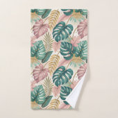 Elegant Tropical Monsteras Boho バスタオルセット (ハンドタオル)