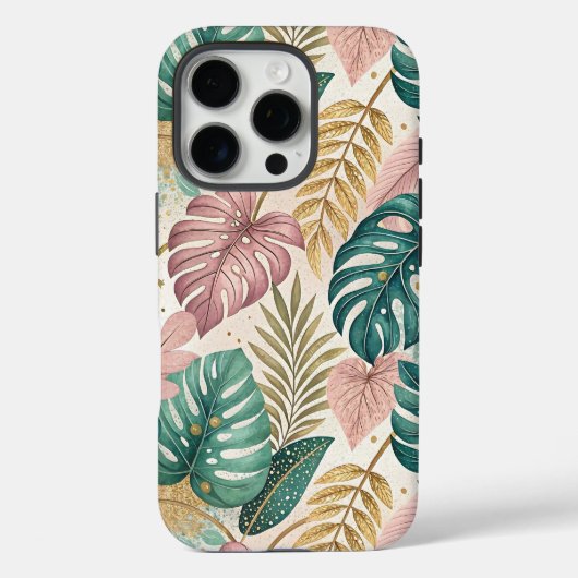 Elegant Tropical Monsteras Gold Case-Mate iPhoneケース (裏面)