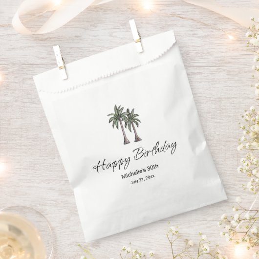 Elegant Tropical Palm Trees 30th Birthday Party フェイバーバッグ (クリップ留めされた状態)
