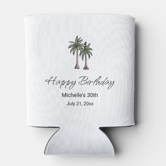 Elegant Tropical Palm Trees 30th Birthday Party 缶クーラー (裏面)