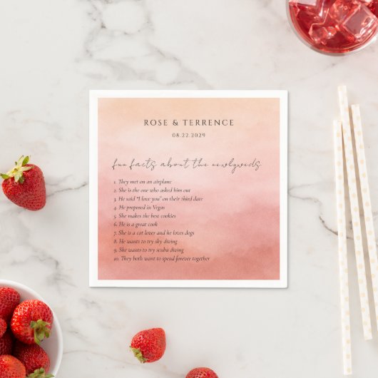 Elegant Tropical Sunset Fun Facts Wedding スタンダードカクテルナプキン (インサイチュ)