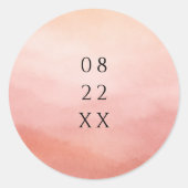 Elegant Tropical Sunset Watercolor Wedding ラウンドシール (正面)