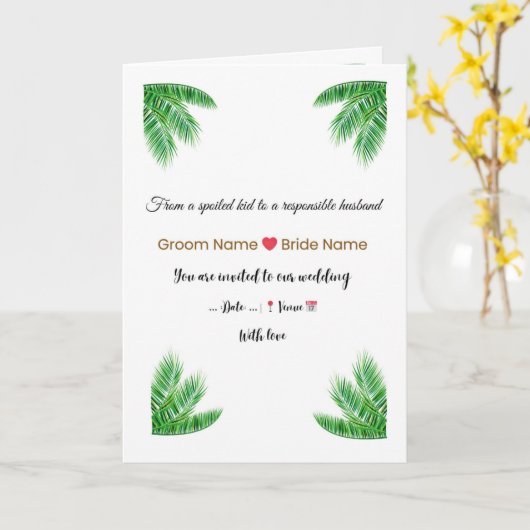 Elegant Tropical Wedding Invitation  カード (黄色い花)