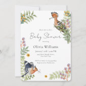 Elegant Tropical Wildflower Birds Baby Shower 招待状 (正面)