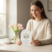Elegant Tulip Daffodil Arch Retirement Invite 招待状