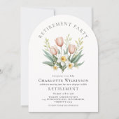 Elegant Tulip Daffodil Arch Retirement Invite 招待状 (正面)