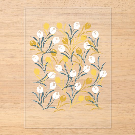Elegant Tulip Floral Pattern  アクリル招待状 (正面)