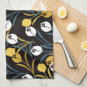 Elegant Tulip Floral Pattern  キッチンタオル (四つ折り)