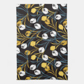 Elegant Tulip Floral Pattern  キッチンタオル (縦)