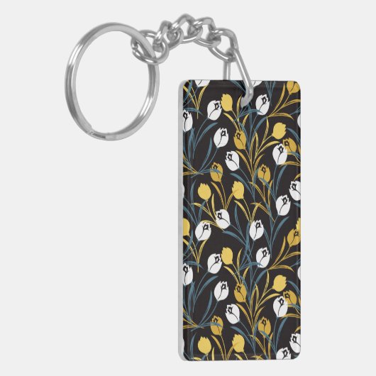 Elegant Tulip Floral Pattern  キーホルダー (正面左)