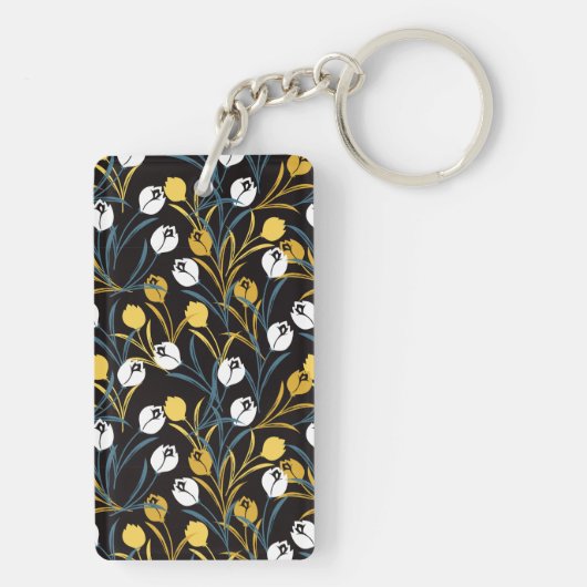 Elegant Tulip Floral Pattern  キーホルダー (裏面)