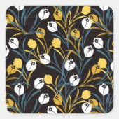 Elegant Tulip Floral Pattern  スクエアシール (正面)