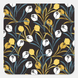 Elegant Tulip Floral Pattern  スクエアシール