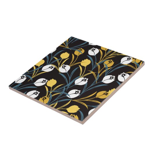 Elegant Tulip Floral Pattern  タイル (側面)