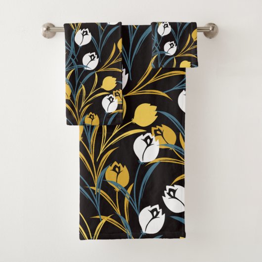 Elegant Tulip Floral Pattern  バスタオルセット (インサイチュ)