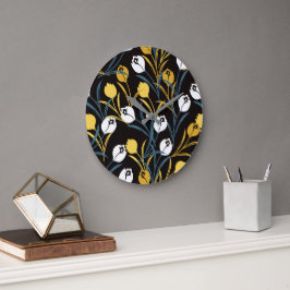 Elegant Tulip Floral Pattern  ラージ壁時計