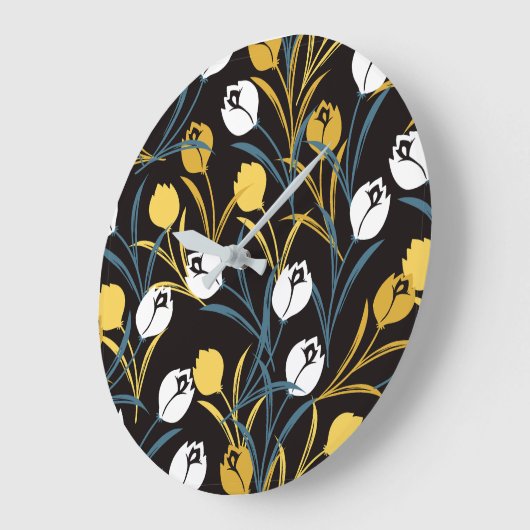 Elegant Tulip Floral Pattern  ラージ壁時計 (傾斜)